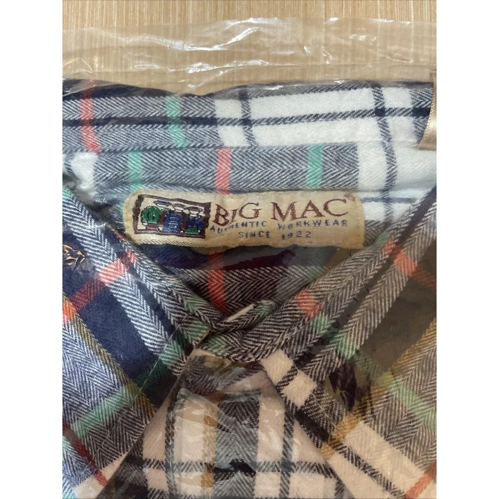 VTG New Big Mac Workwear Blue Flannel Plaid Men's 3XLT With Pockets‎